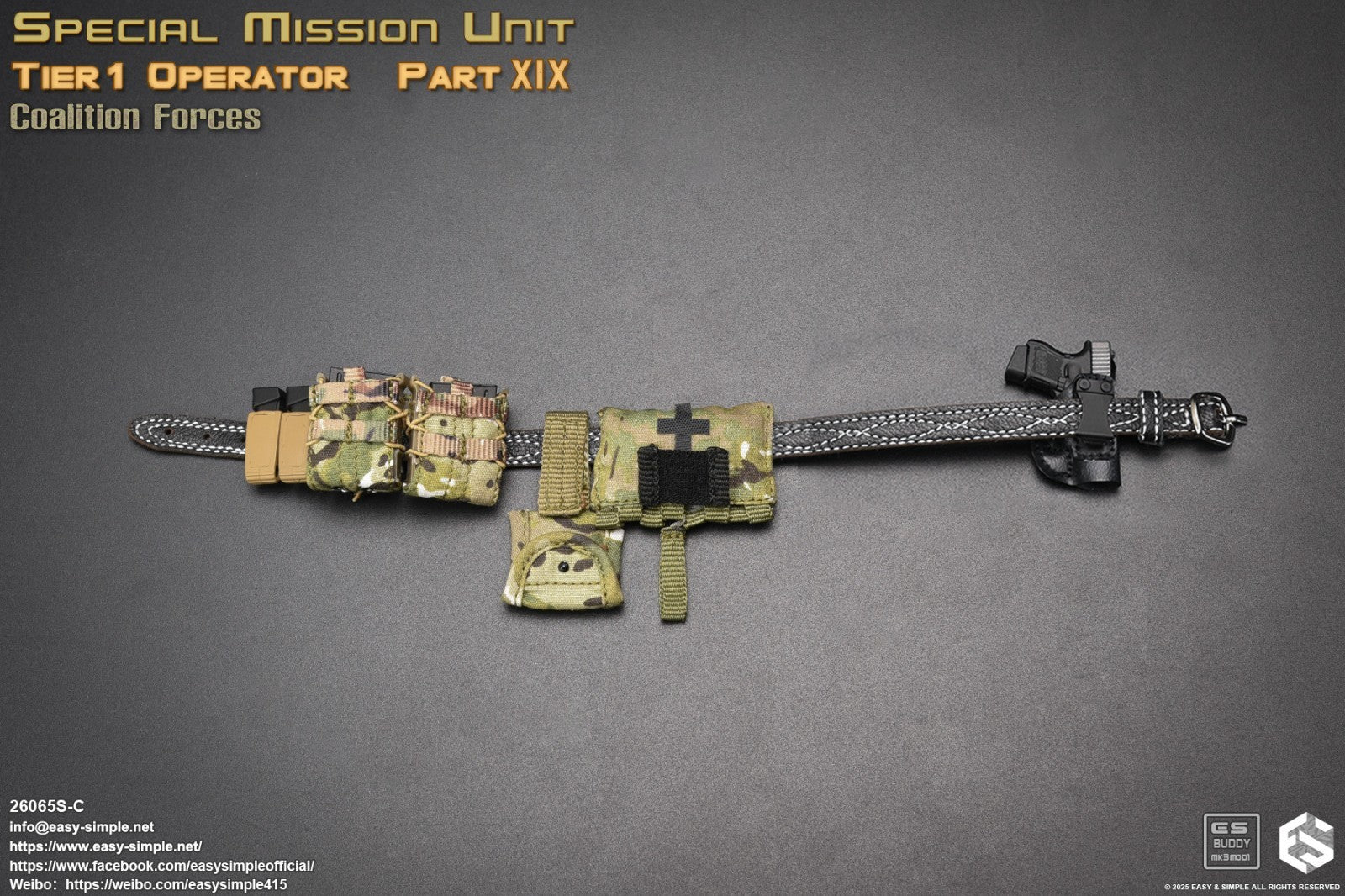 1:6 Easy & Simple Coalition Force Multicam Frag Grenade Pouch 12" Figure 26065SC