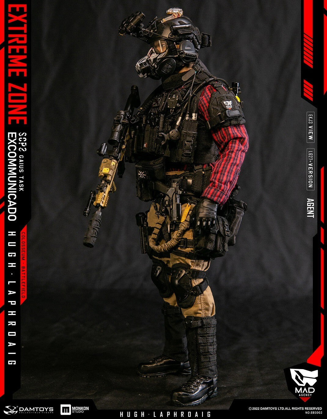 1:6 DamToys Extreme Zone Agent Hugh Laphroaig Hatch Knee Pads for 12" Figures