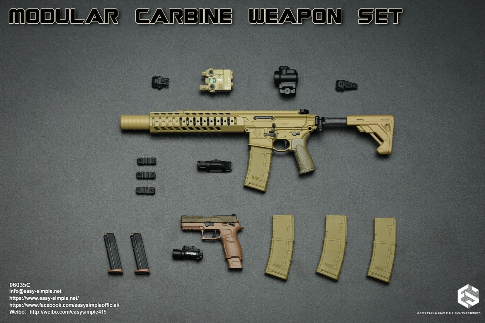 1:6 scale Easy & Simple Modular Carbine Weapon Set C - MCX .300 CQB Rifle 06035C