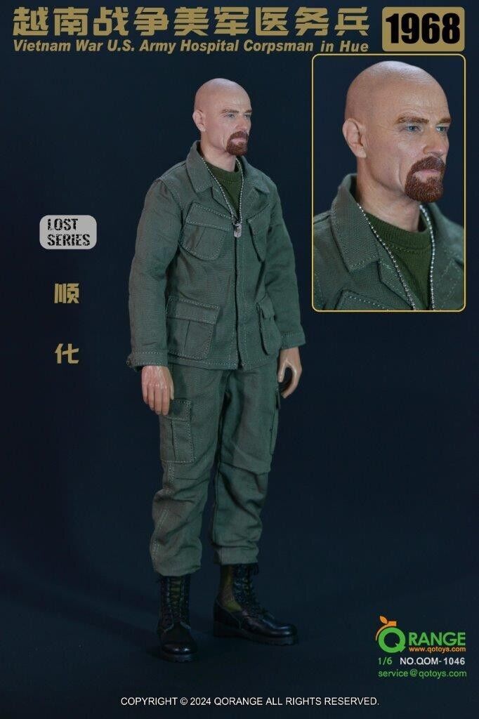 1:6 QO Toys Vietnam US Army Corpsman Male Head Sculpt for 12" Figures
