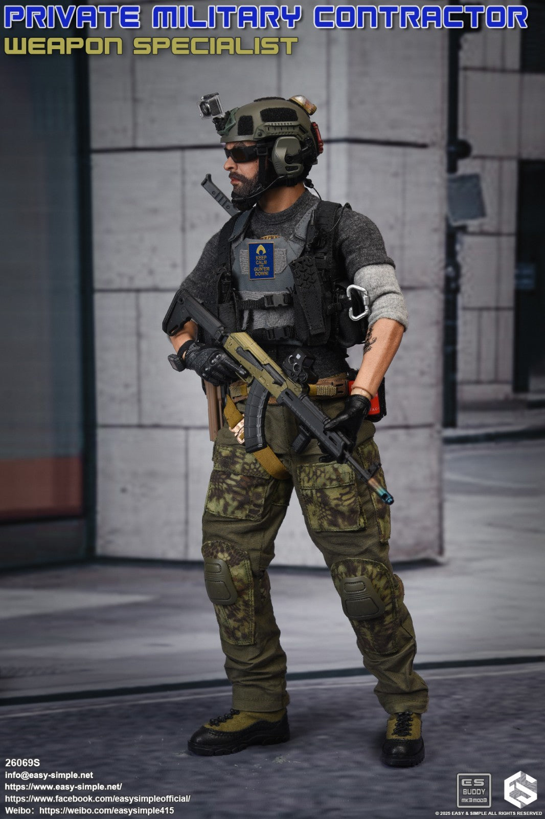 1:6 scale Easy & Simple PMC Weapon Specialist OD Helmet w/ Camera
