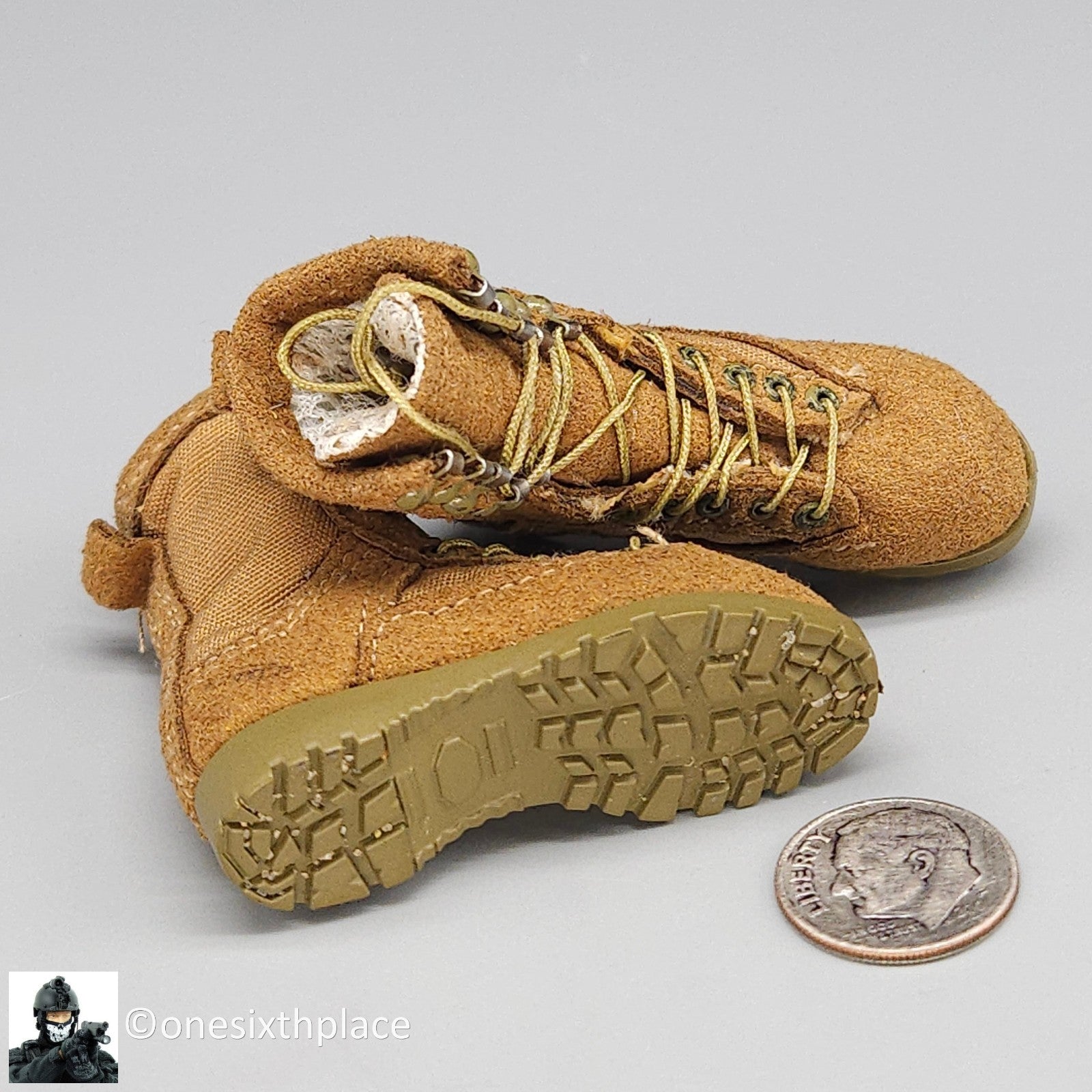 1:6 scale Soldier Story Coyote Combat Boots (Foot Type) for 12" Figures