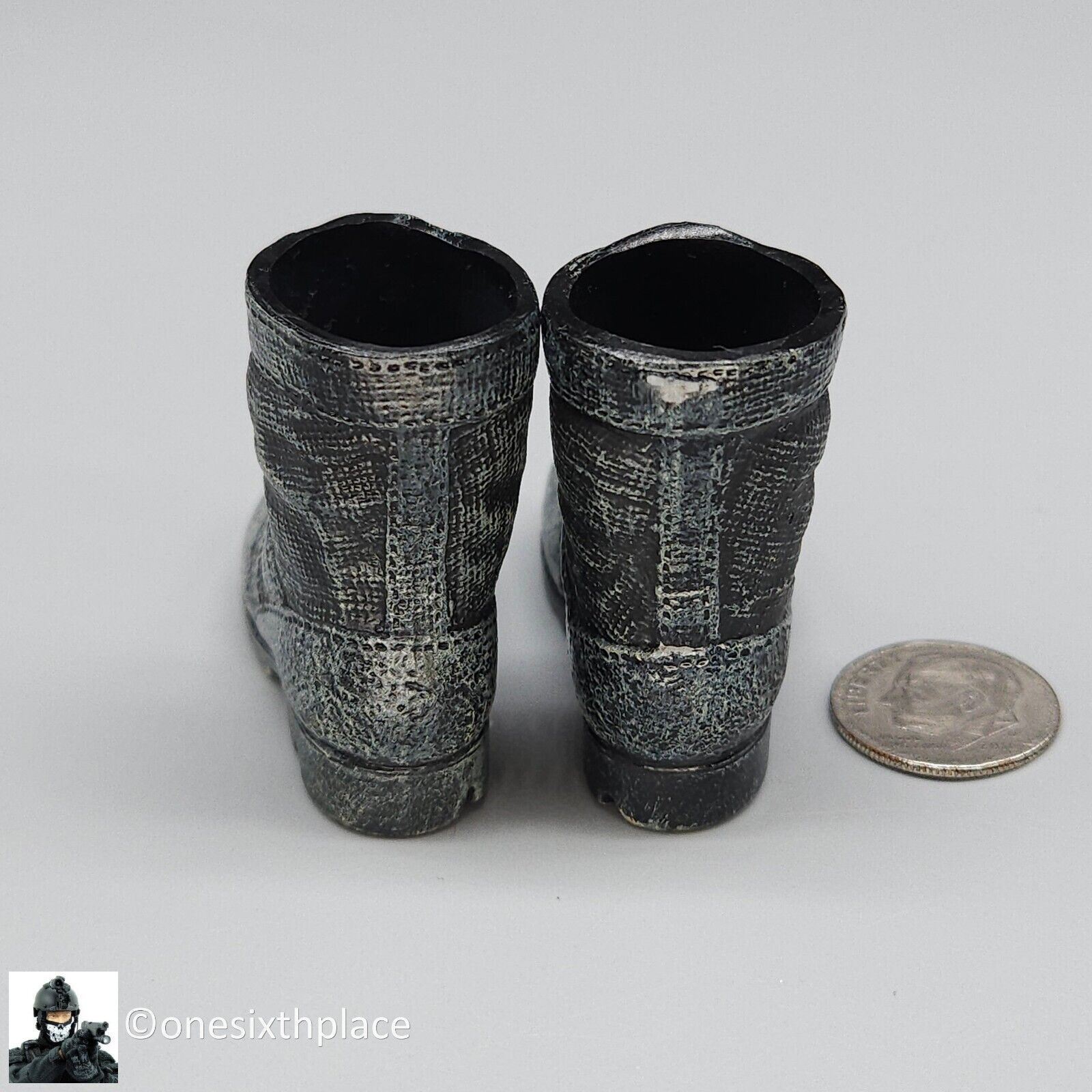 1:6 scale Dragon Black Combat Boots - Very Weathered (Foot Type) for 12" Figures