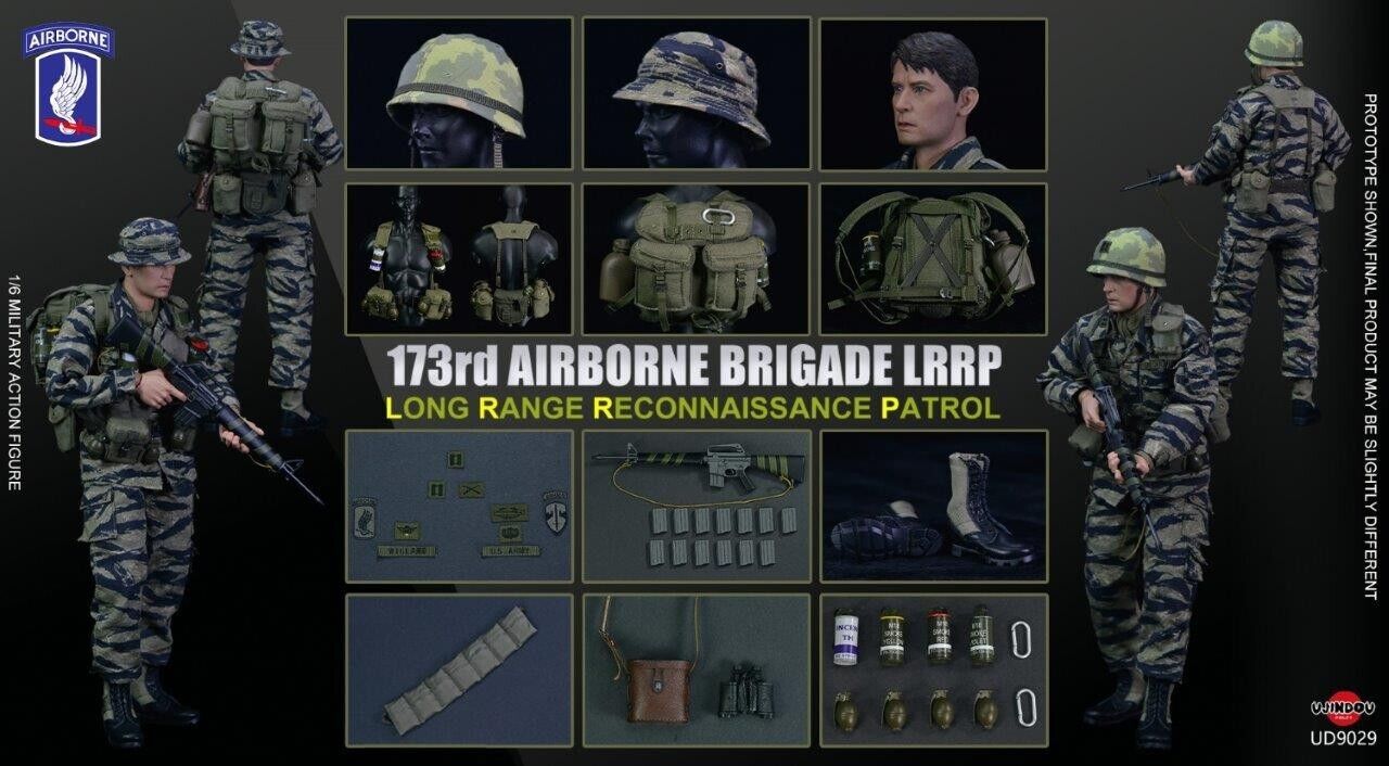 1:6 Ujindou Vietnam 173rd Airborne LRRP Metal Dog Tags for 12" Figures