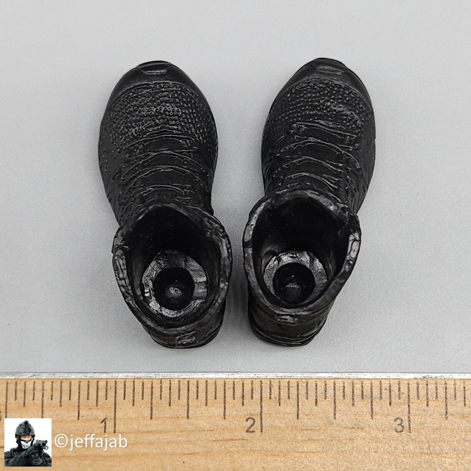 1:6 Flagset Black Molded Tactical Boots (Peg Type) for 12" Figures