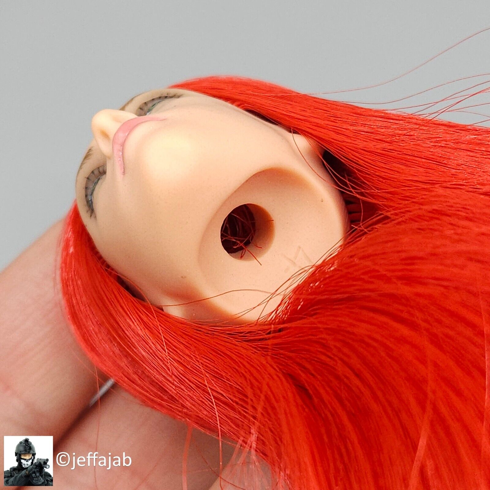 1:6 Triad Toys Female Head Sculpt Series 3 Rose Red Hair for 12" Figures