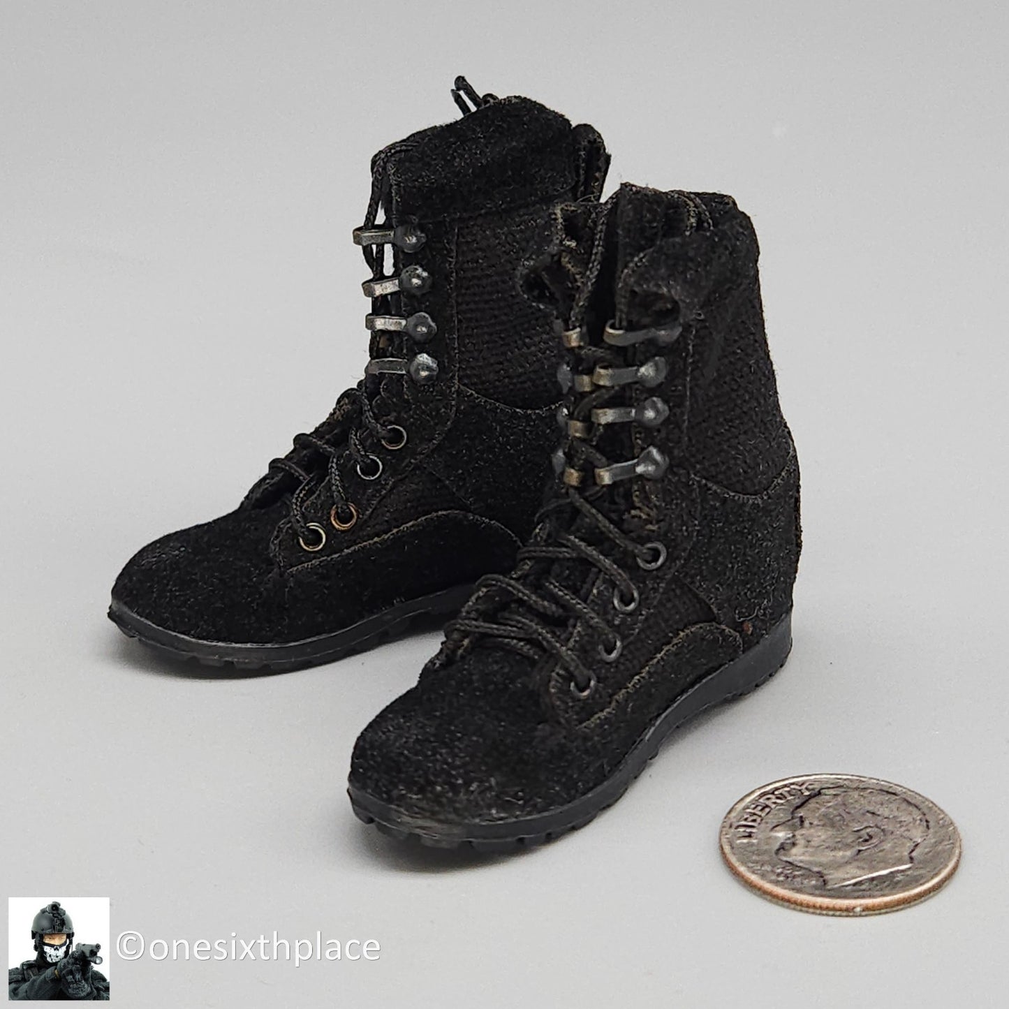 1:6 VS Toys Battlefield Girl Female Black Combat Boots (Peg Type) for 12" Figure