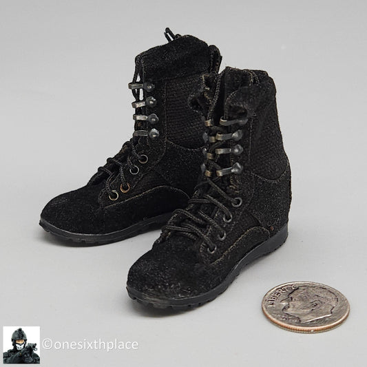 1:6 VS Toys Battlefield Girl Female Black Combat Boots (Peg Type) for 12" Figure