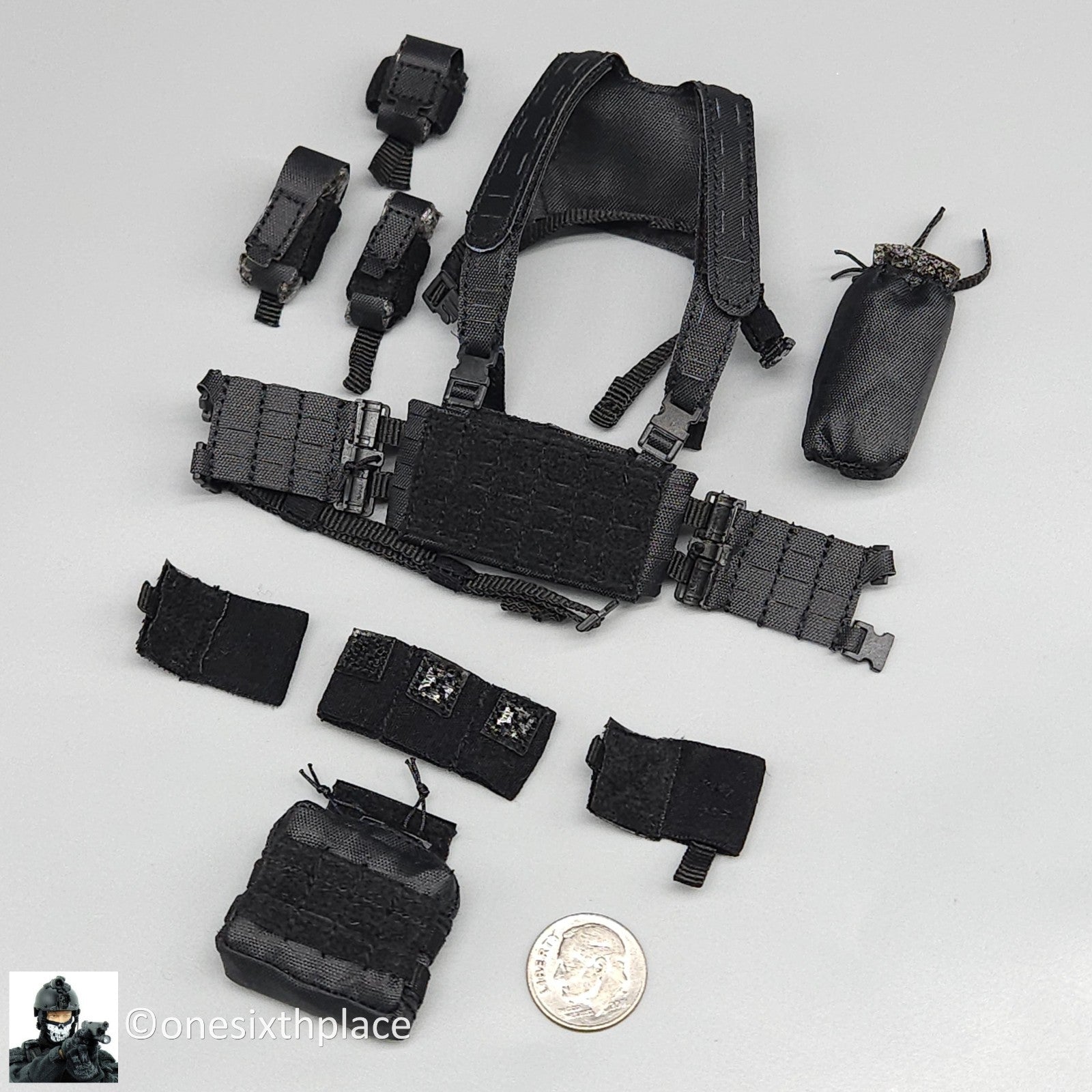 1:6 Easy & Simple HRT Minuteman ShotShow 2025 Black RECCE Chest Rig w/ Pouches