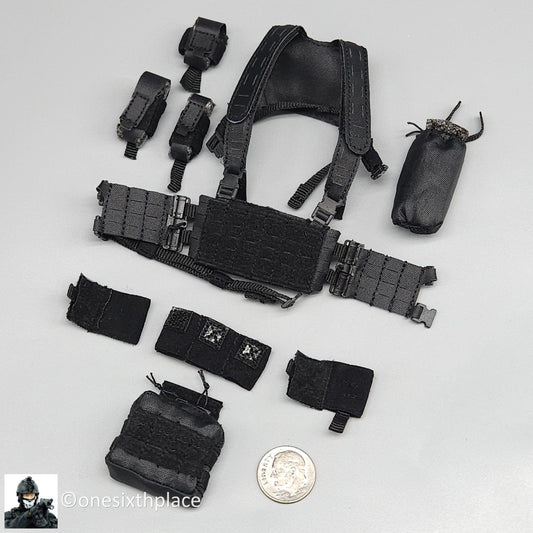 1:6 Easy & Simple HRT Minuteman ShotShow 2025 Black RECCE Chest Rig w/ Pouches