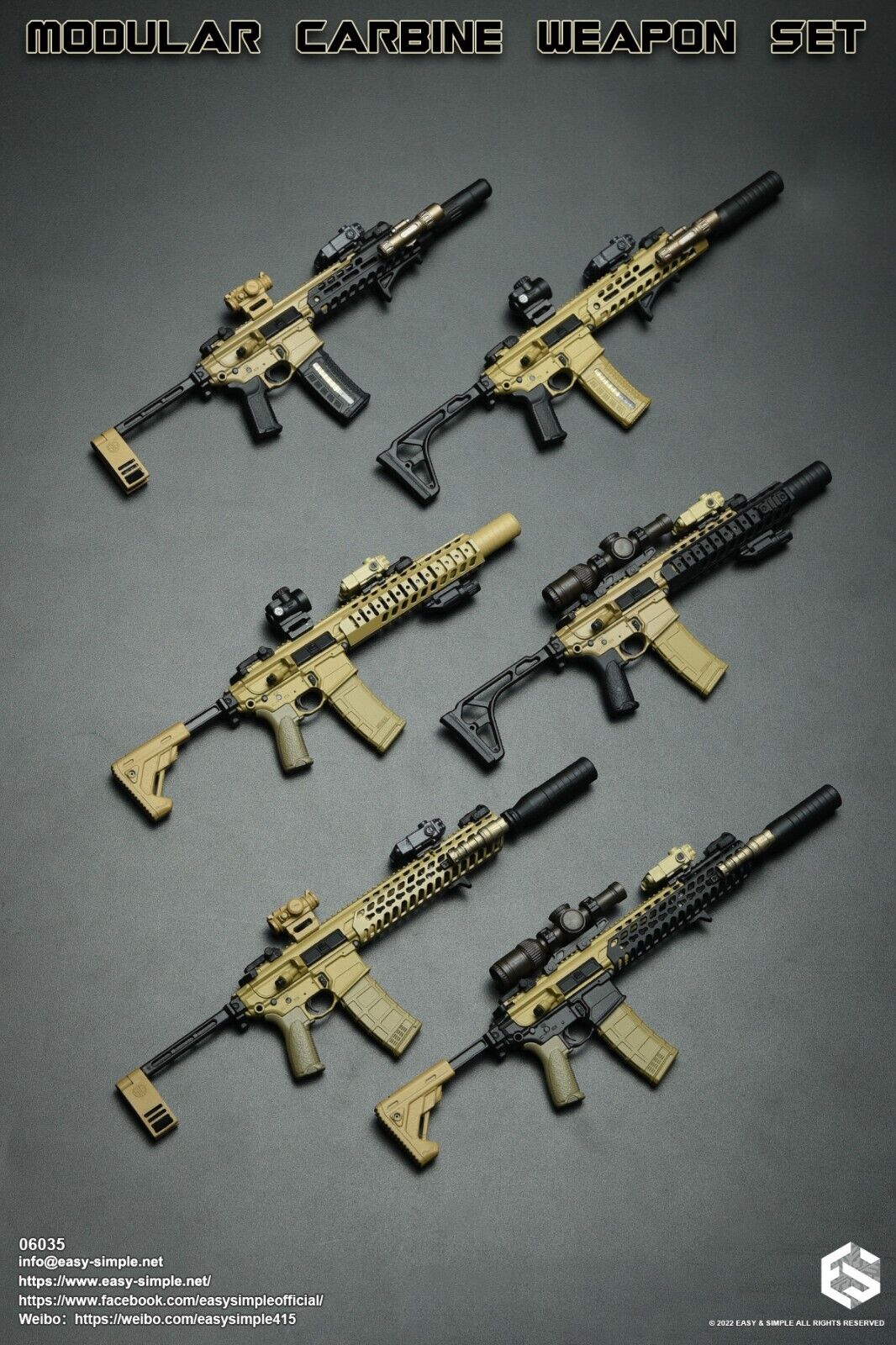 1:6 scale Easy & Simple Modular Carbine Weapon Set E - MCX STD Pistol 06035E