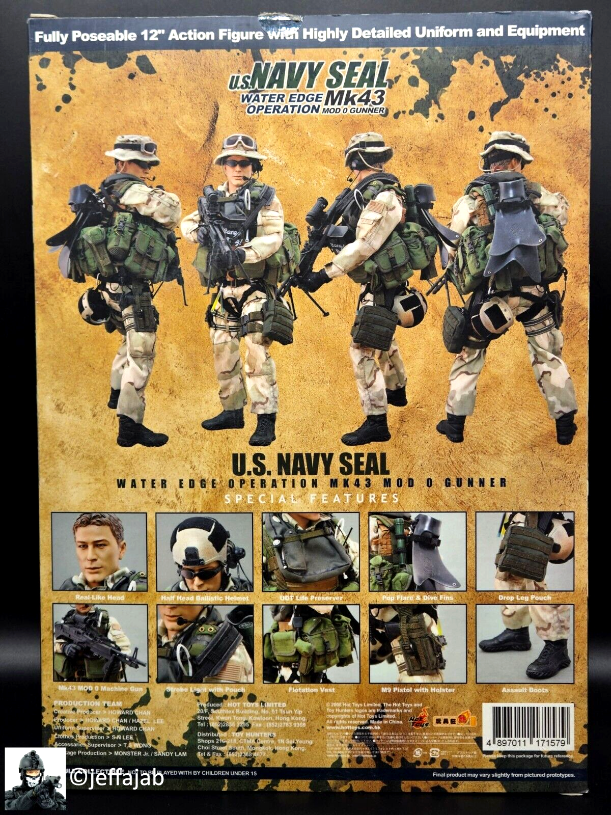 1:6 scale Hot Toys US Navy SEAL Water Edge Operation MK43 Mod0 Gunner 12" Figure