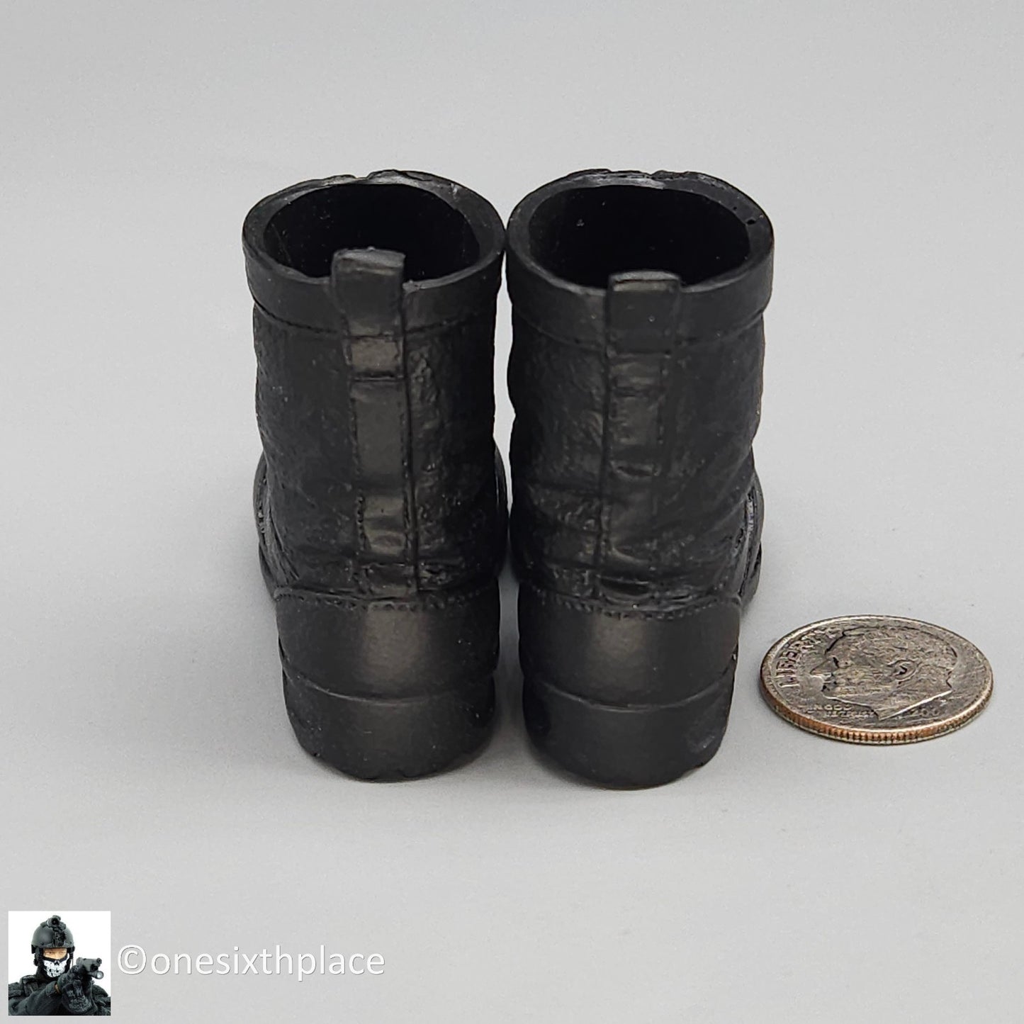 1:6 scale Dragon Black Tactical Zipper Boots (Foot Type) for 12" Figures