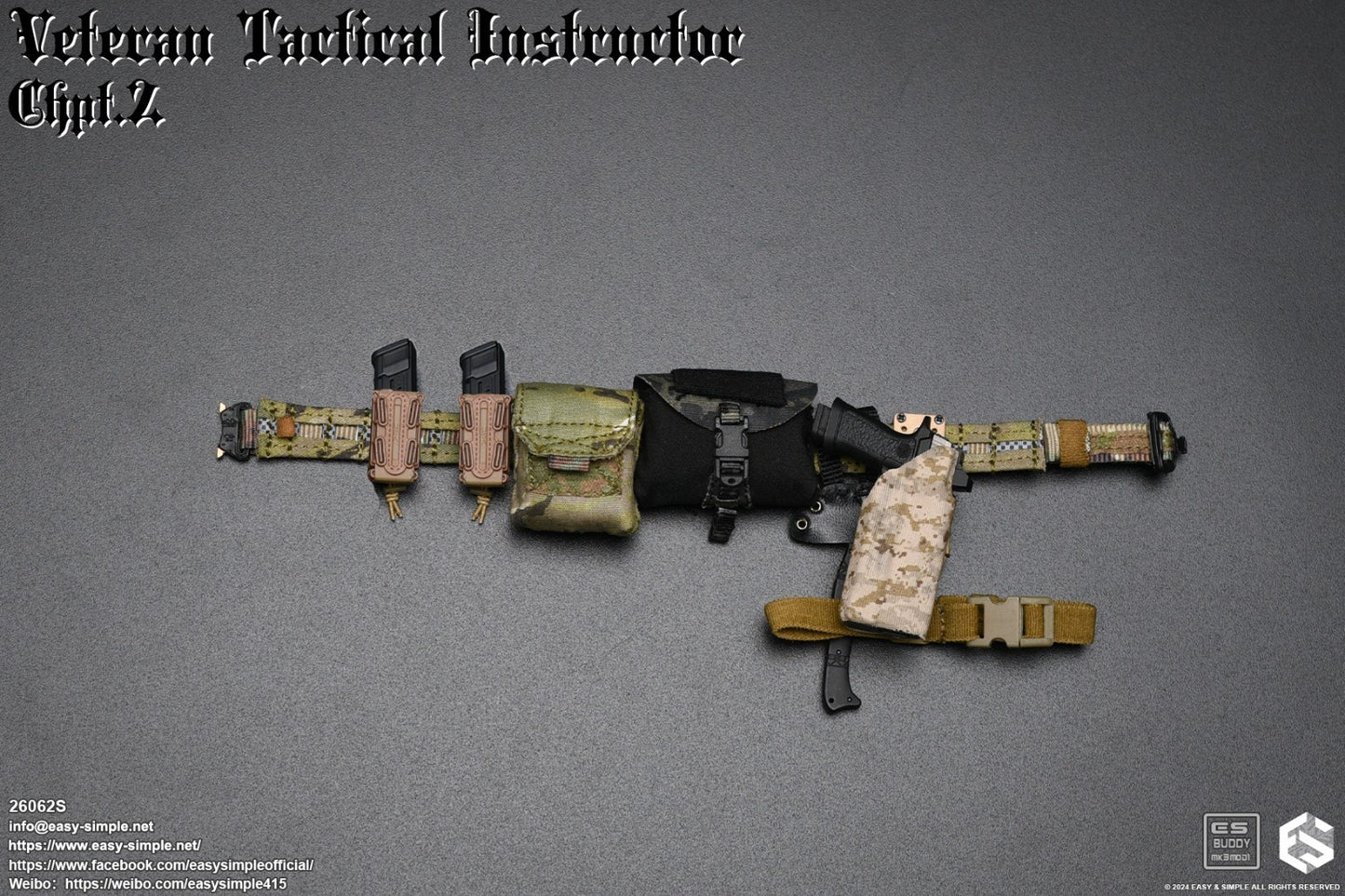 1:6 Easy & Simple Veteran Tactical Instructor Chapter II Tan PIstol Mag Pouches