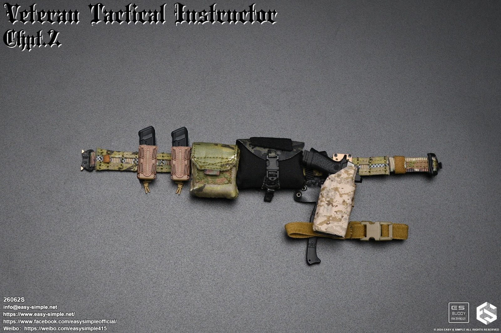 1:6 Easy & Simple Veteran Tactical Instructor Chapter II Tan PIstol Mag Pouches