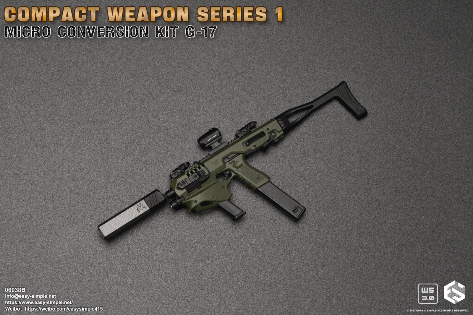 1:6 scale Easy & Simple Compact Weapons #1 - Micro Conversion Set B Green PDW