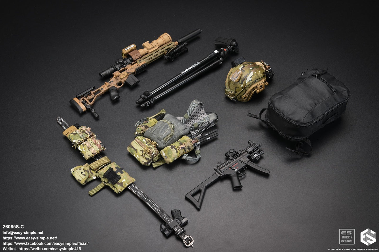 1:6 Easy & Simple Coalition Force Multicam Gray Chest Rig for 12" Figure 26065SC