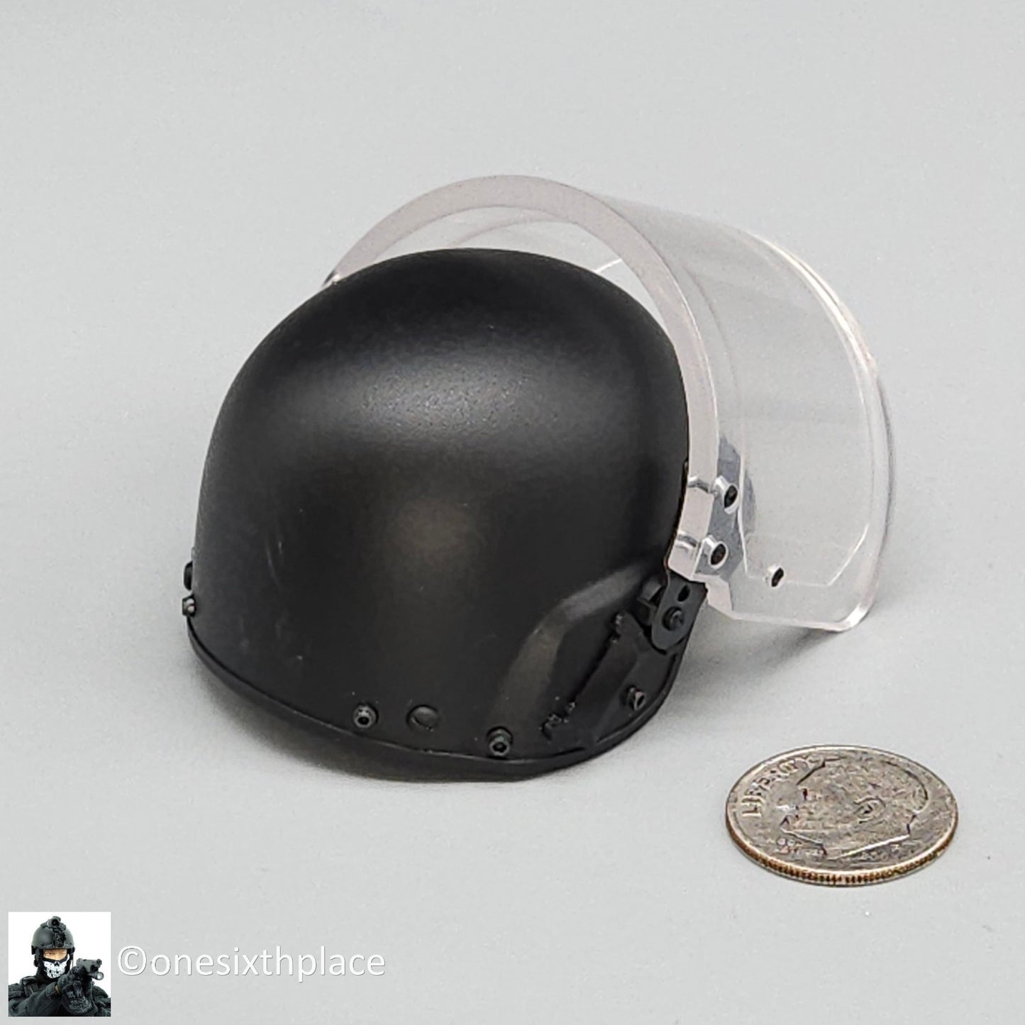 1:6 DamToys French Police Unit Black Riot Helmet for 12" Figures