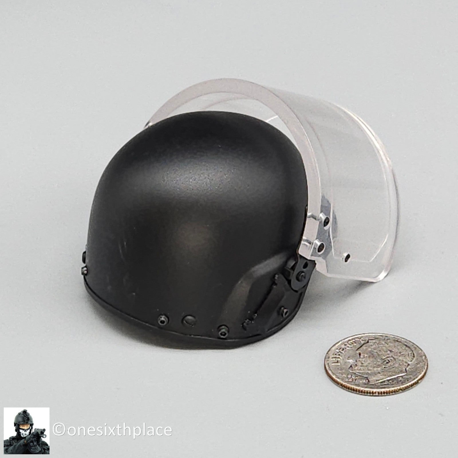 1:6 DamToys French Police Unit Black Riot Helmet for 12" Figures