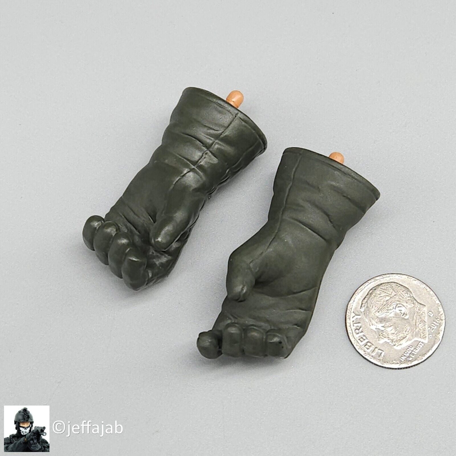1:6 Dragon Green Gloved Hands for 12" Figures SEAL Pilot