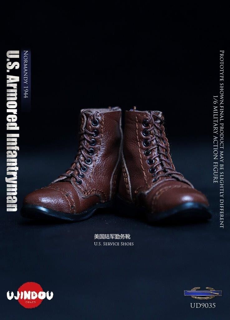 1:6 scale Ujindou WWII US Armored Infantryman Brown Service Shoes Boots