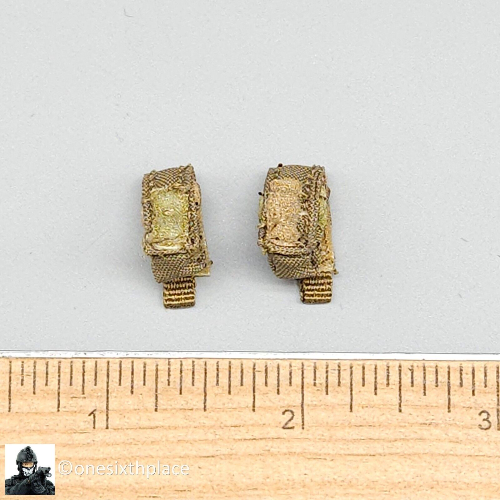 1:6 scale Darkzone Agent Tan Pistol Mag Belt Pouch (x2) for 12" Figures