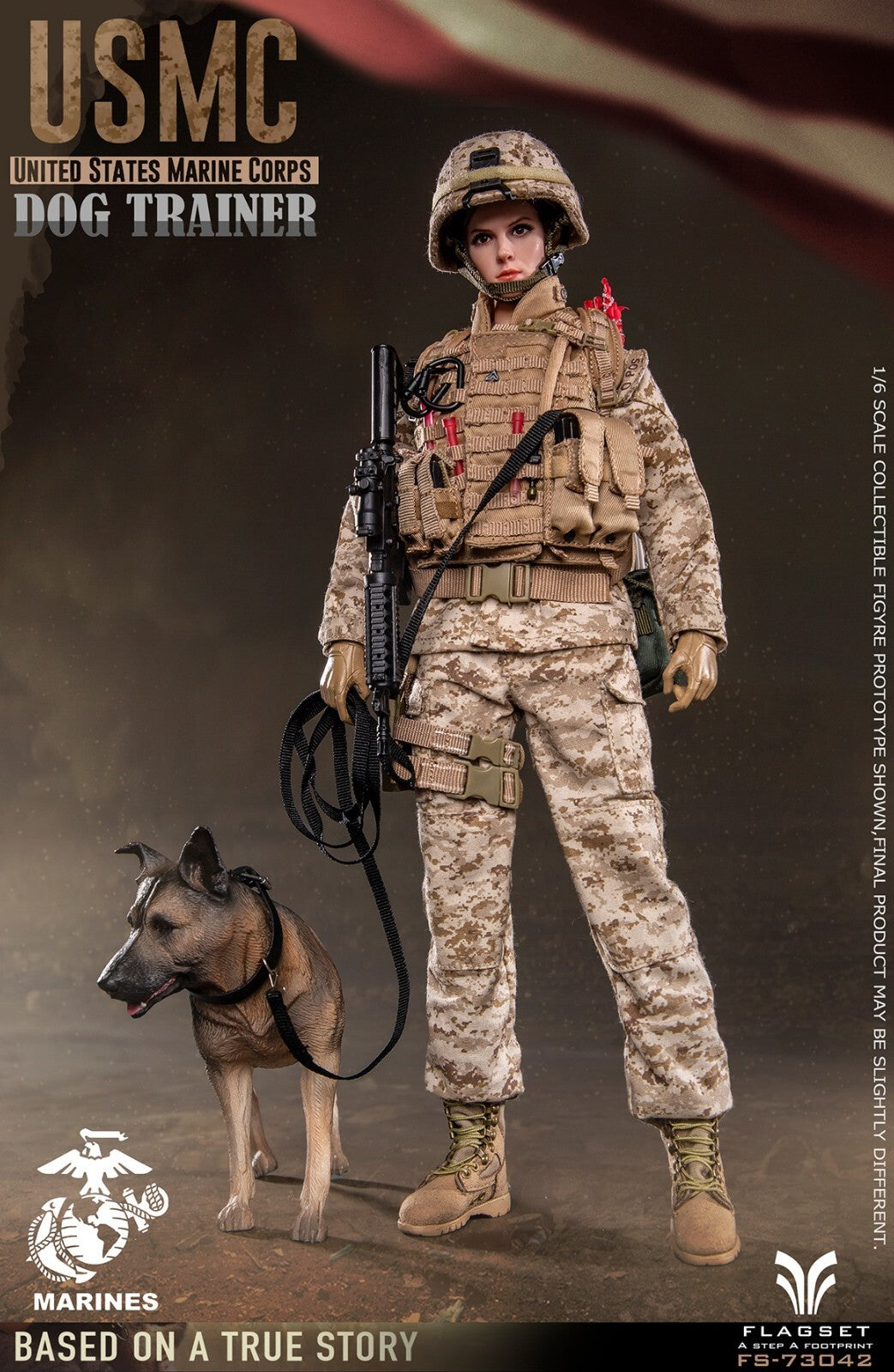 1:6 Scale Flagset Female USMC Dog Trainer MARPAT Hat Cover for 12" Figures