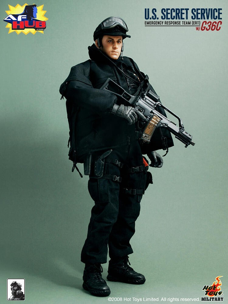 1:6 Hot Toys US Secret Service ERT Male Head Sculpt USED READ for 12" Figures