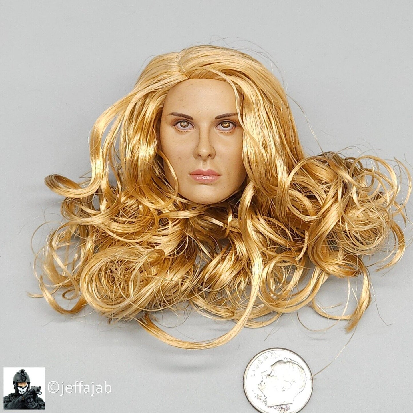 1:6 Flirty Girl Female Blond Hair Head Sculpt #2 (Med Tan Skin Tone) 12" Figures