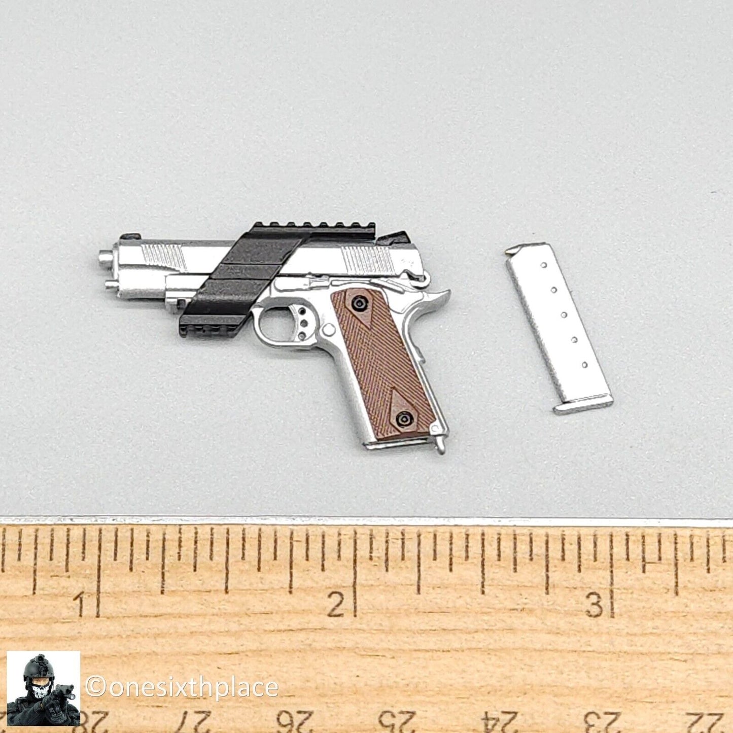 1:6 Easy & Simple PMC Weapon Set C Silver Tactical 1911 Pistol for 12" Figures
