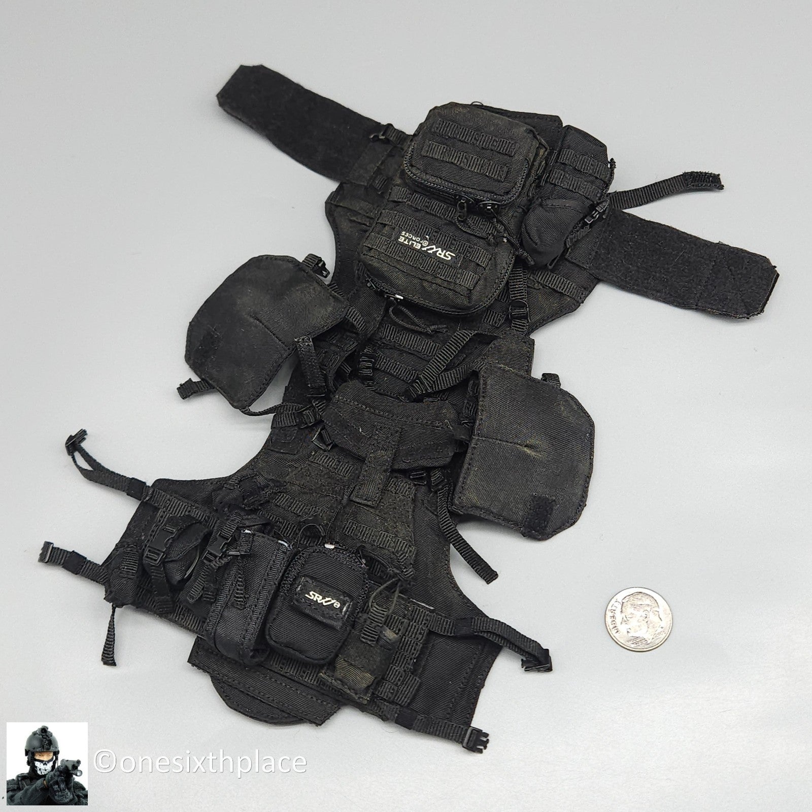 1:6 scale DamToys Russian Spetsnaz MVD SOBR Gunner Black Plate Carrier Vest