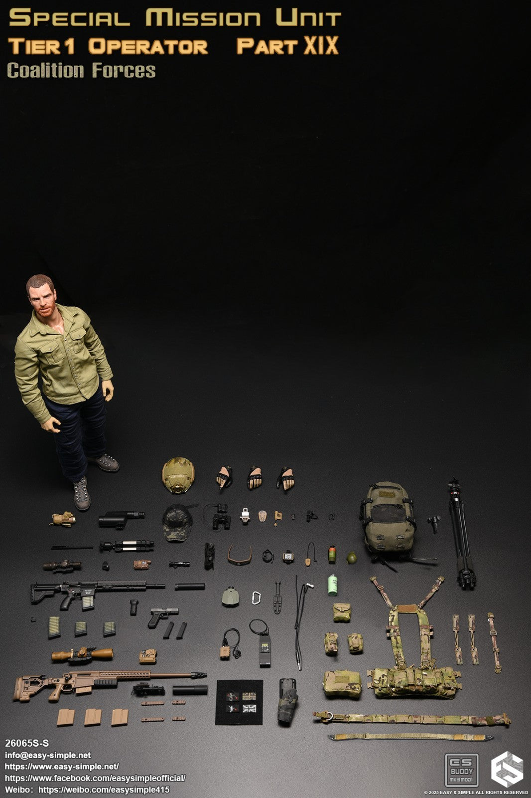1:6 scale Easy & Simple Coalition Forces British SAS Male Head Sculpt