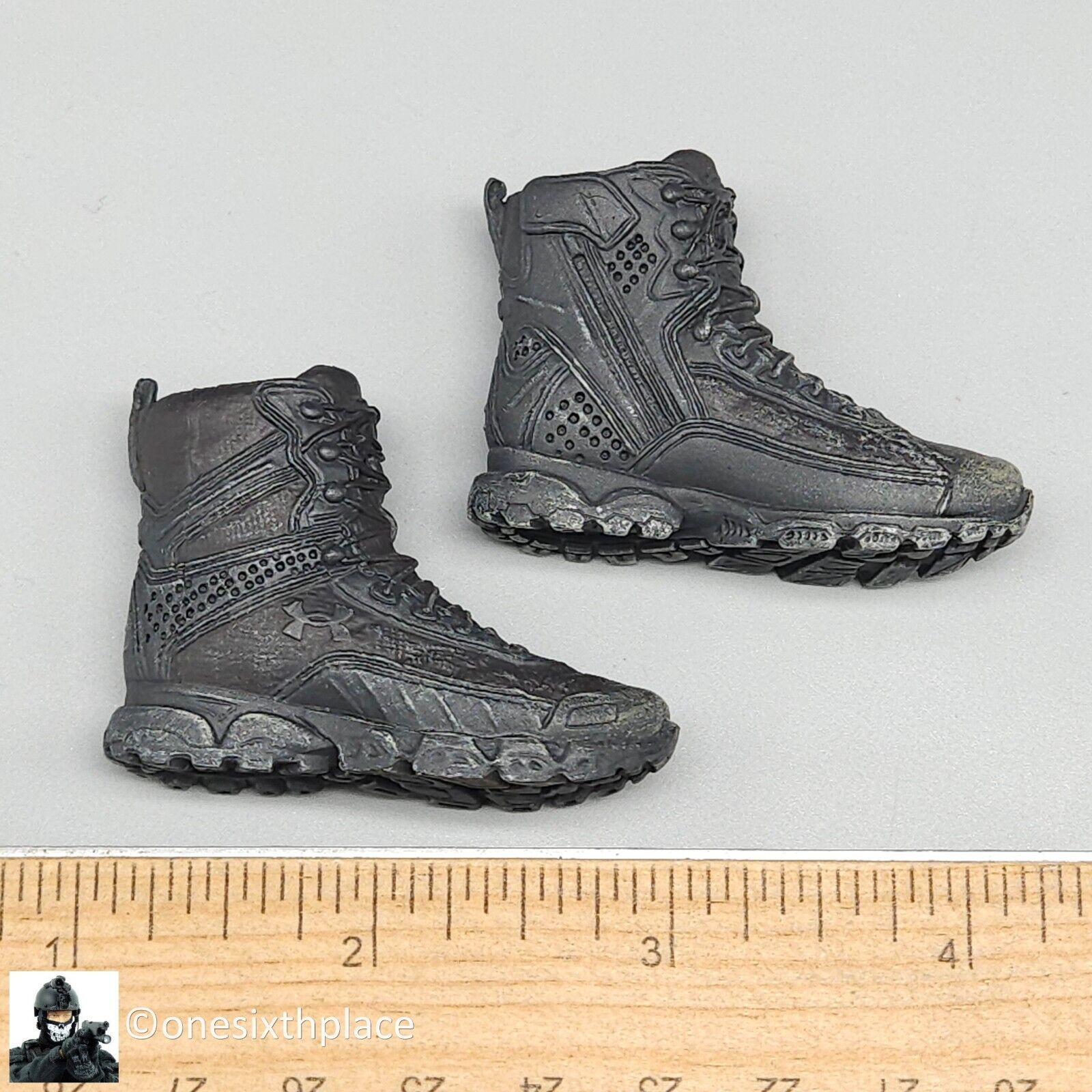1:6 scale Darkzone Agent Molded Black Boots (Peg Type) for 12" Figures