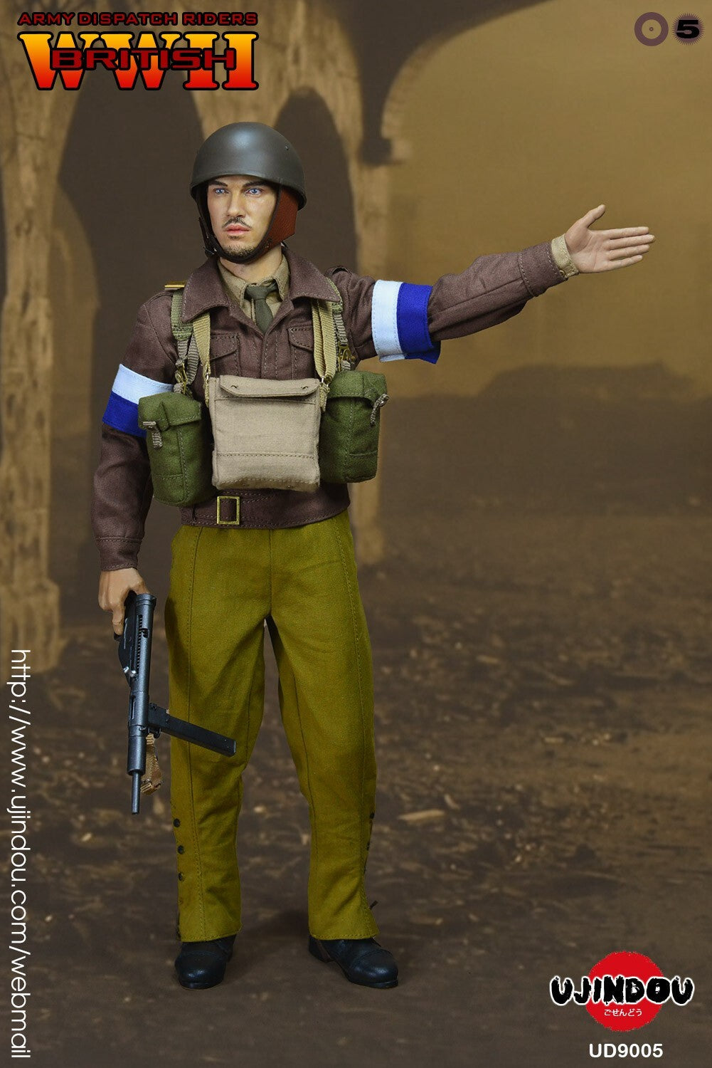 1:6 scale Ujindou WWII British Army Dispatch Rider 12" Figure UD9005