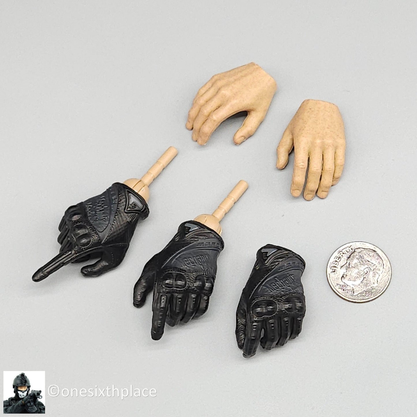 1:6 scale Easy & Simple PMC Weapon Specialist Black Gloved Hands for 12" Figures