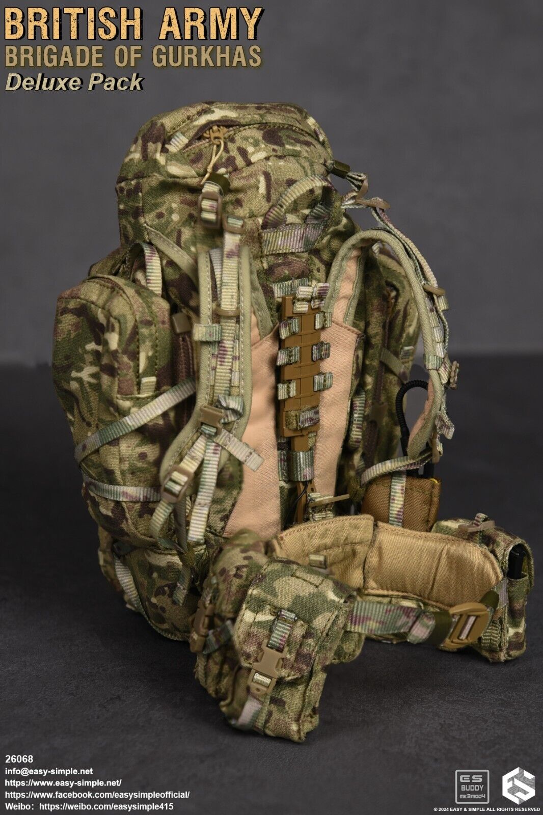 1:6 scale Easy & Simple British Army Brigade of Gurkhas MTP Camo 90L Backpack
