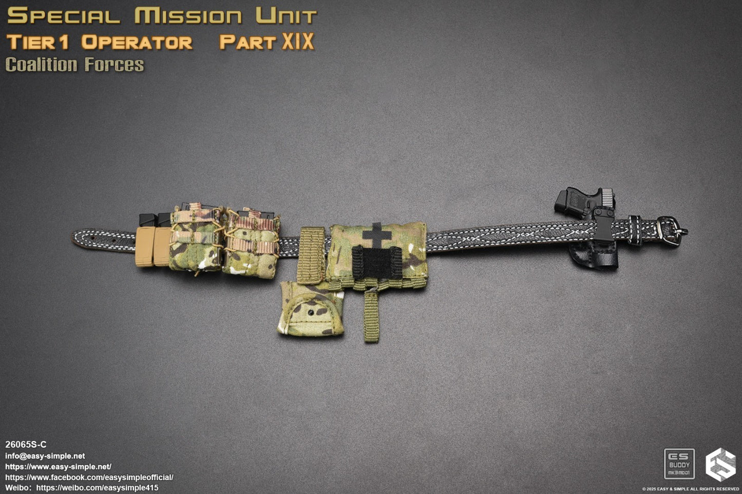 1:6 scale Easy & Simple Coalition Forces Multicam Radio Pouch 12" Figure 26065SC