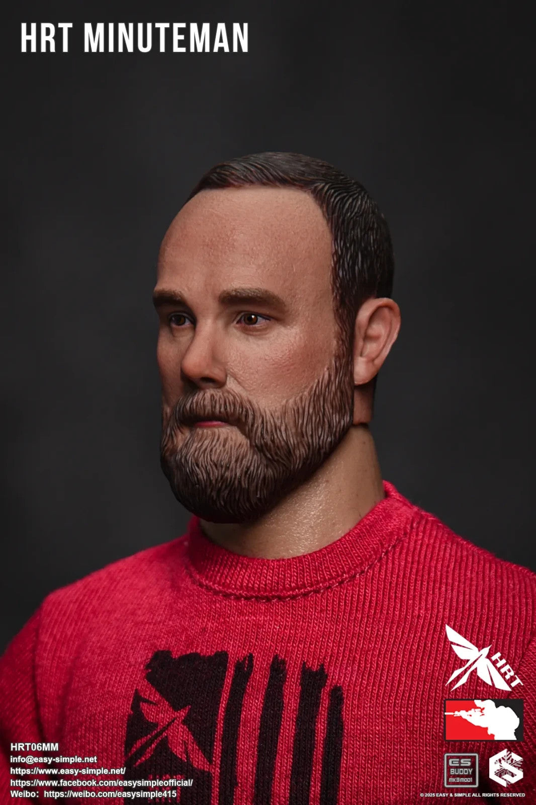 1:6 Easy & Simple HRT Minuteman ShotShow 2025 Male Head Sculpt for 12" Figures