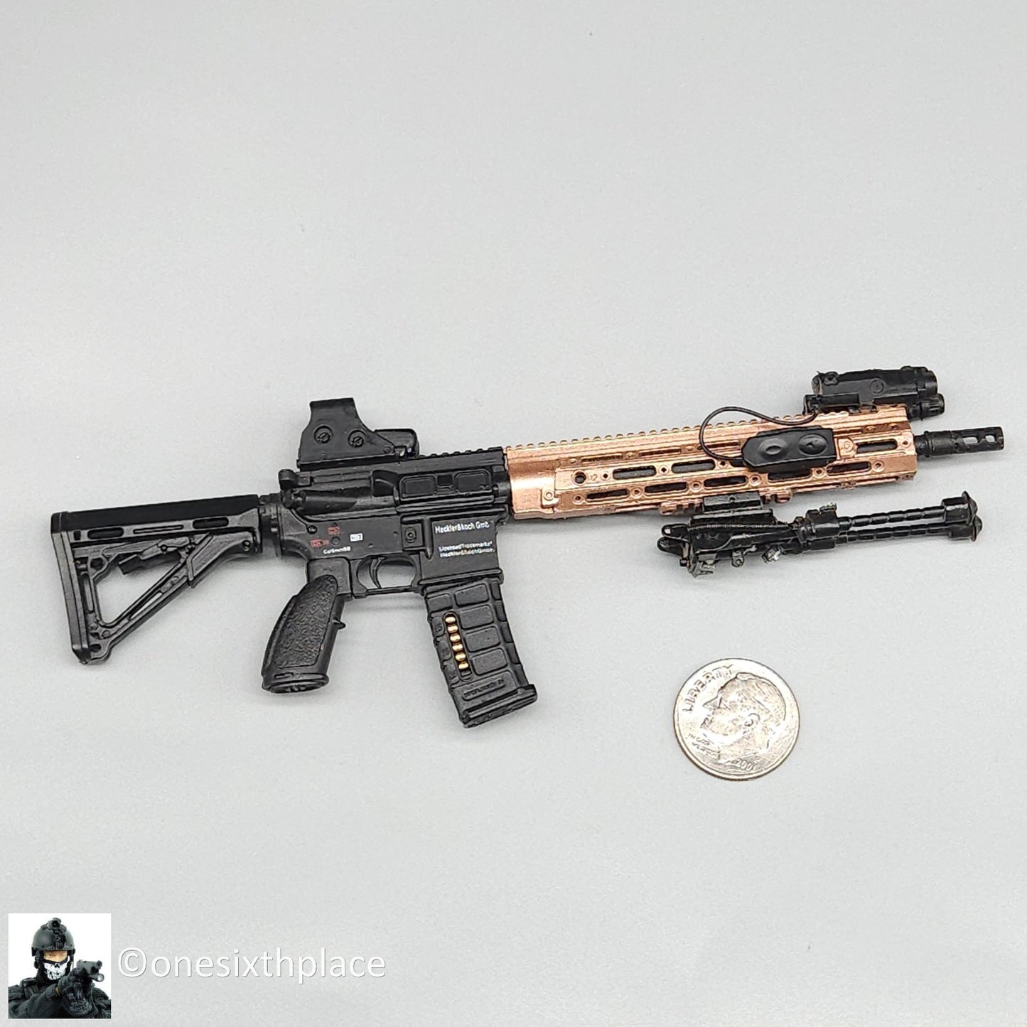 1:6 scale Mini Times HK416D Rifle w/ Bi-Pod for 12" Figures