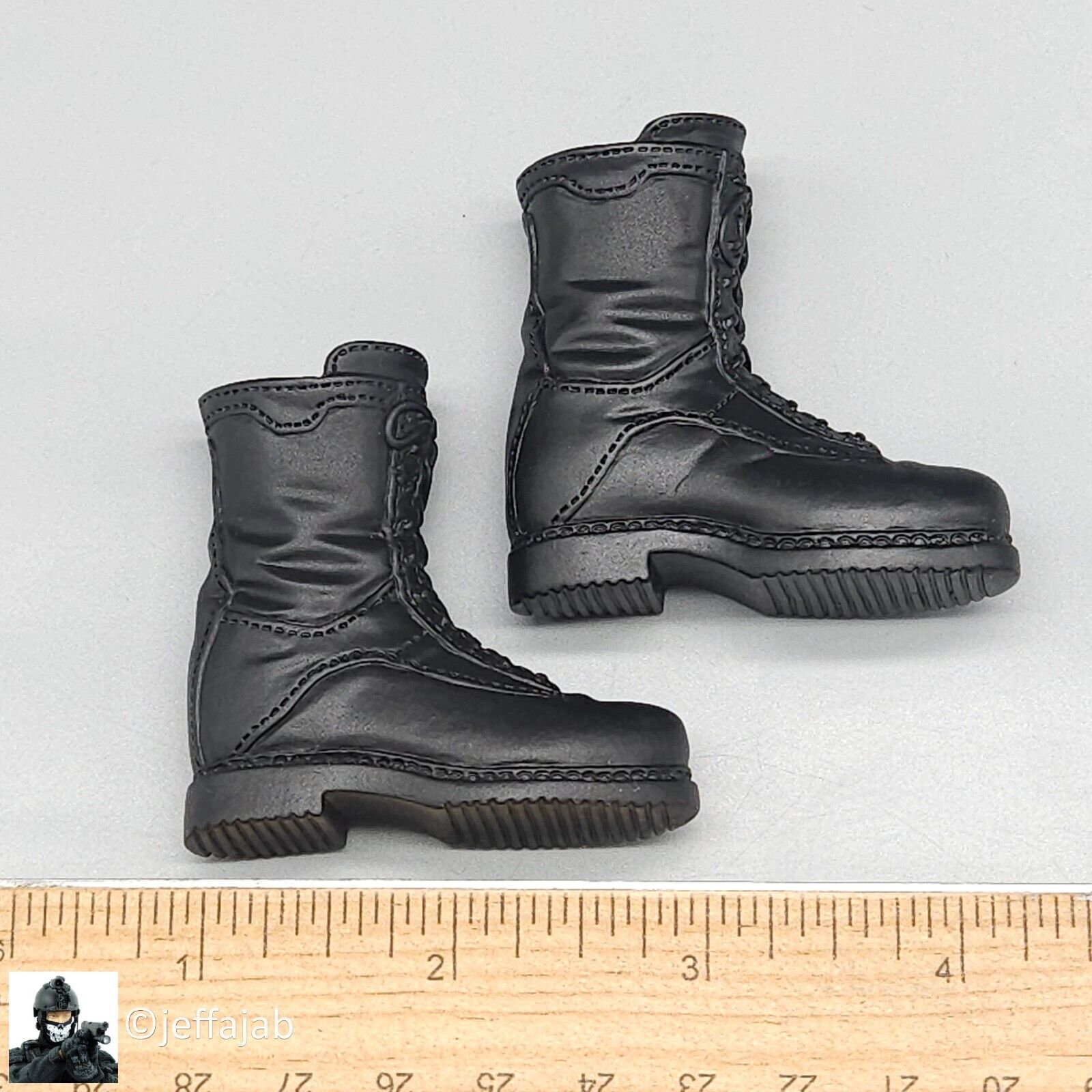 1:6 scale Dragon Navy SEAL Rick Black Combat Boots (Foot Type) for 12" Figures