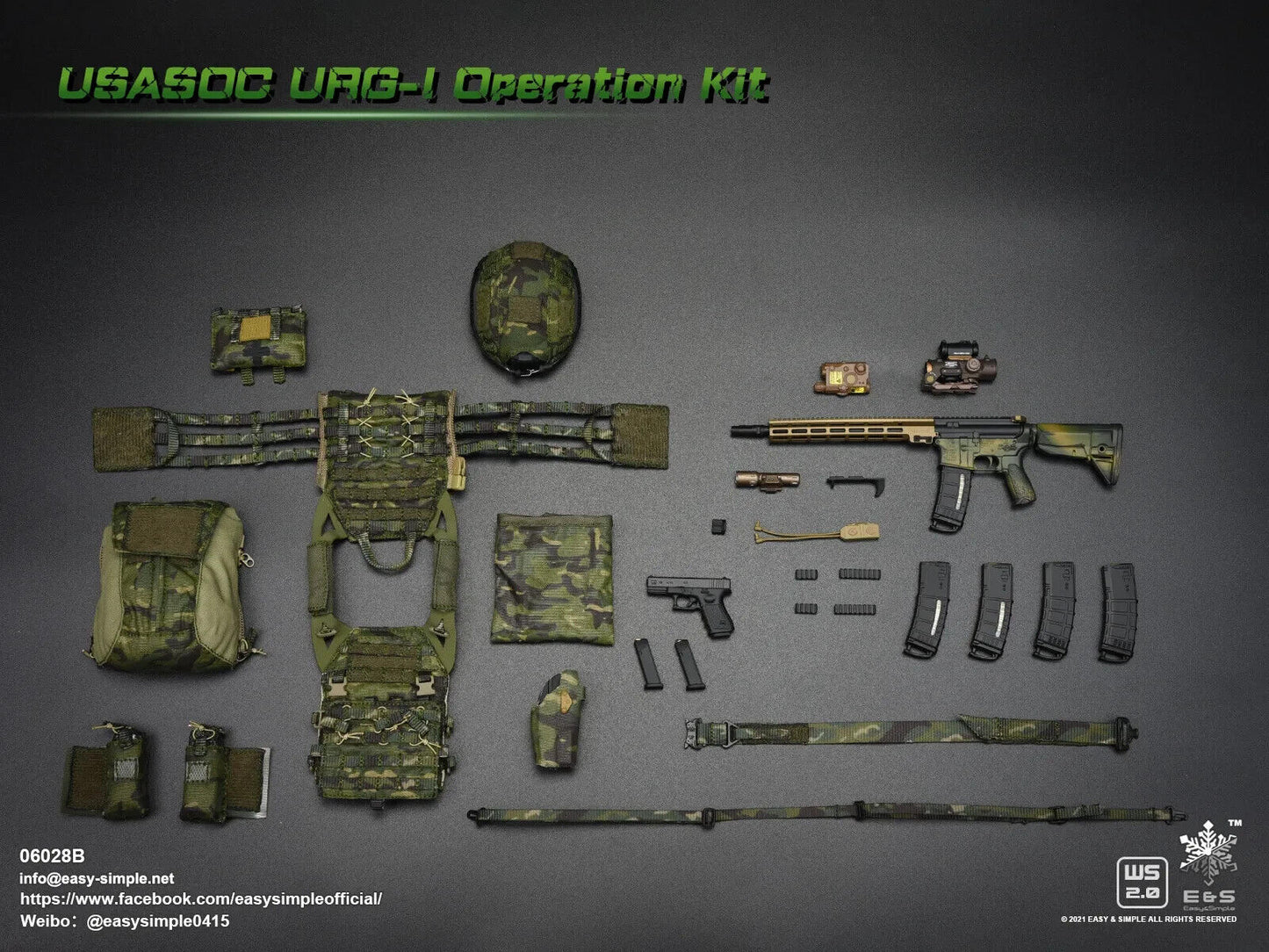 1:6 Easy & Simple USASOC URG-I Multicam Tropic Camo Helmet for 12" Figures