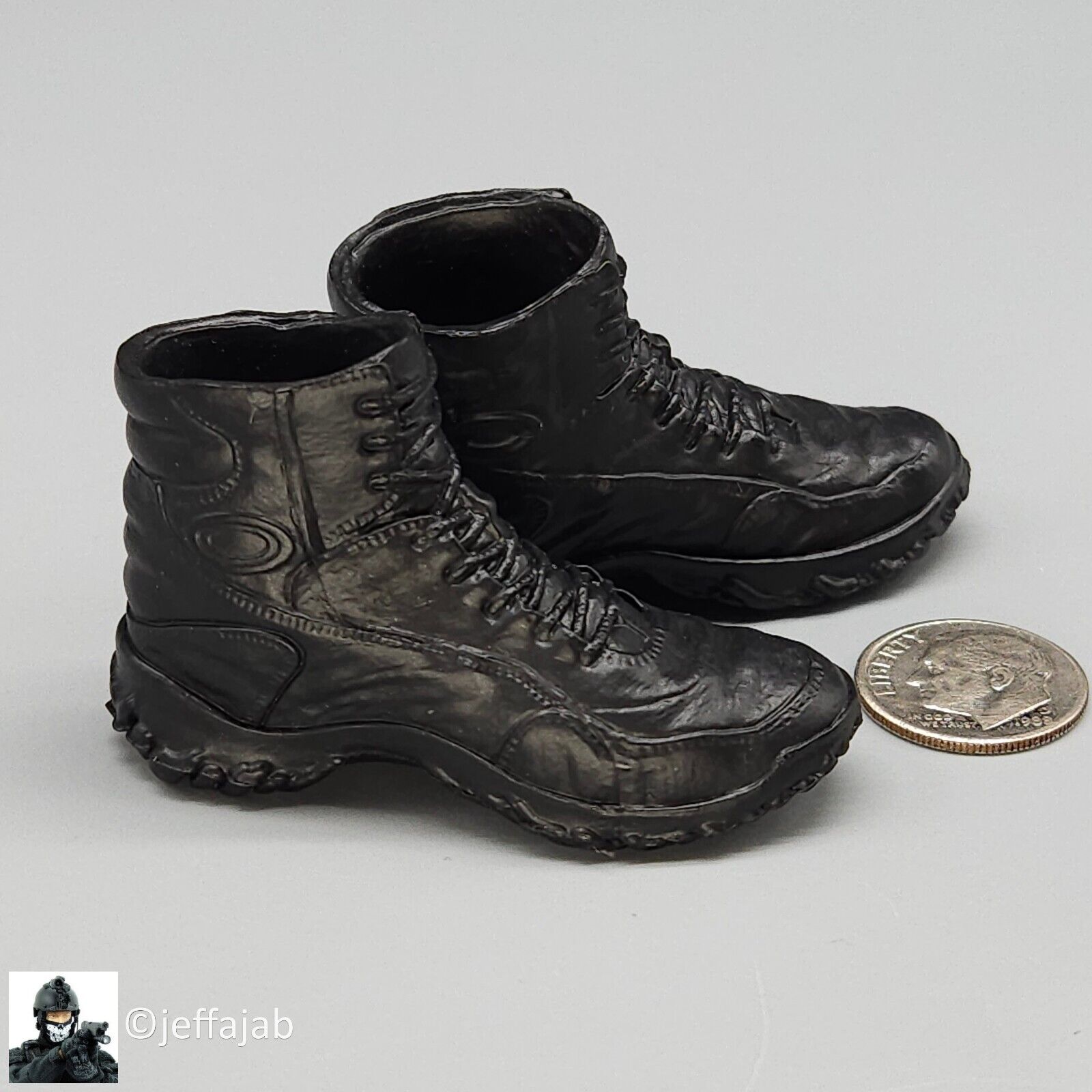 1:6 scale Mini Times CIA CQB Operator Black Boots (Peg Type) for 12" Figures