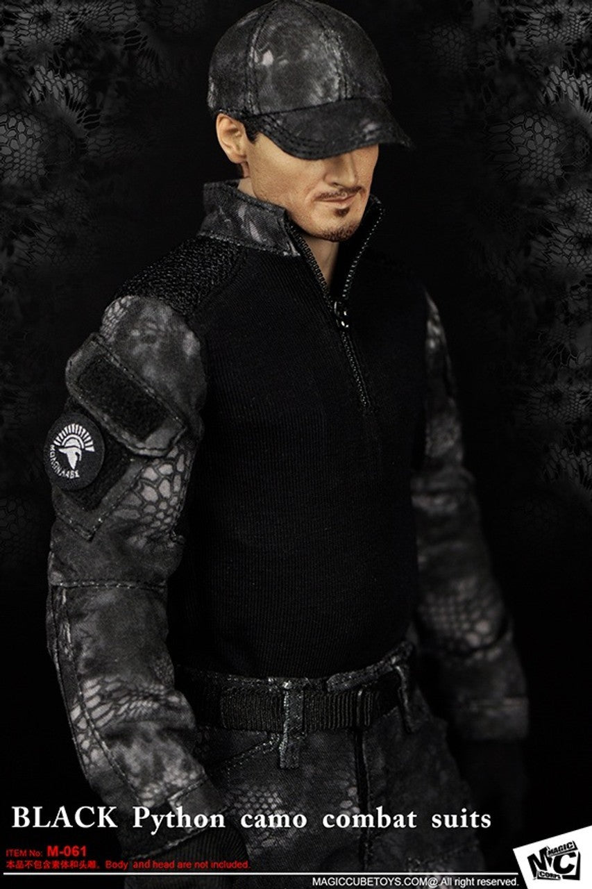 1:6 scale MC Toys Mens Black Python Camo Combat Uniform for 12" Figure