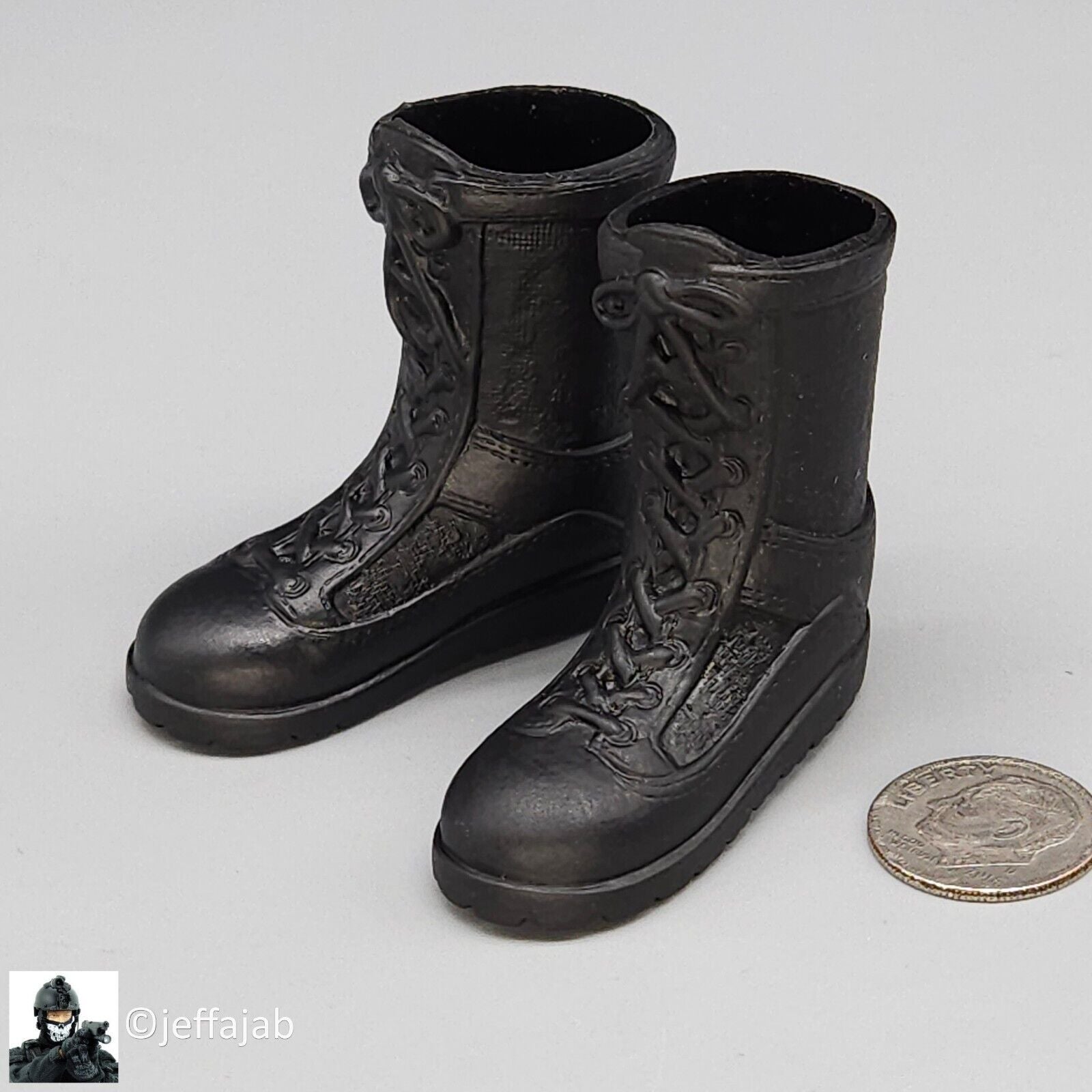 1:6 scale Ultimate Soldier Basic Black Combat Boots (Foot Type) for 12" Figures
