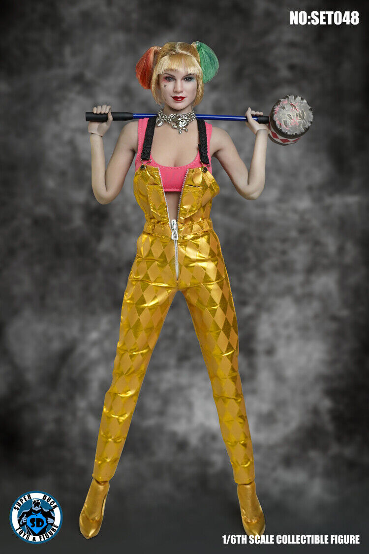 1:6 Super Duck The Clown Female Harley Quinn Gold Overalls 12" Phicen TBLeague