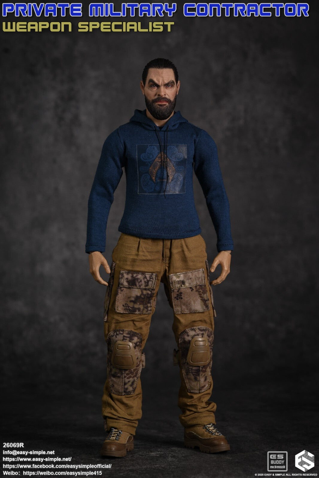 1:6 scale Easy & Simple PMC Weapon Specialist Logo Hoodie for 12" Figures