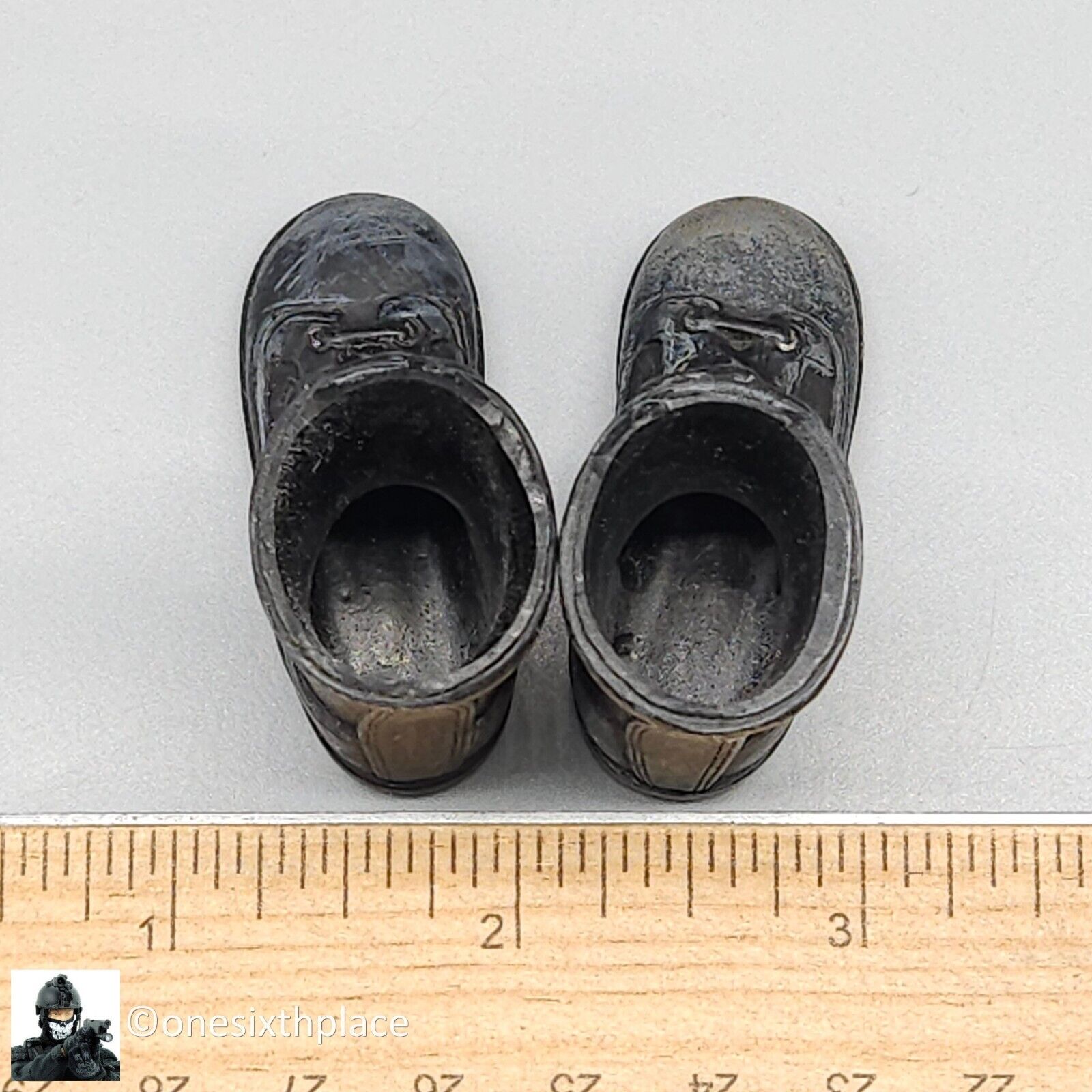 1:6 scale Ultimate Soldier Custom Black Combat Boots (Foot Type) for 12" Figures