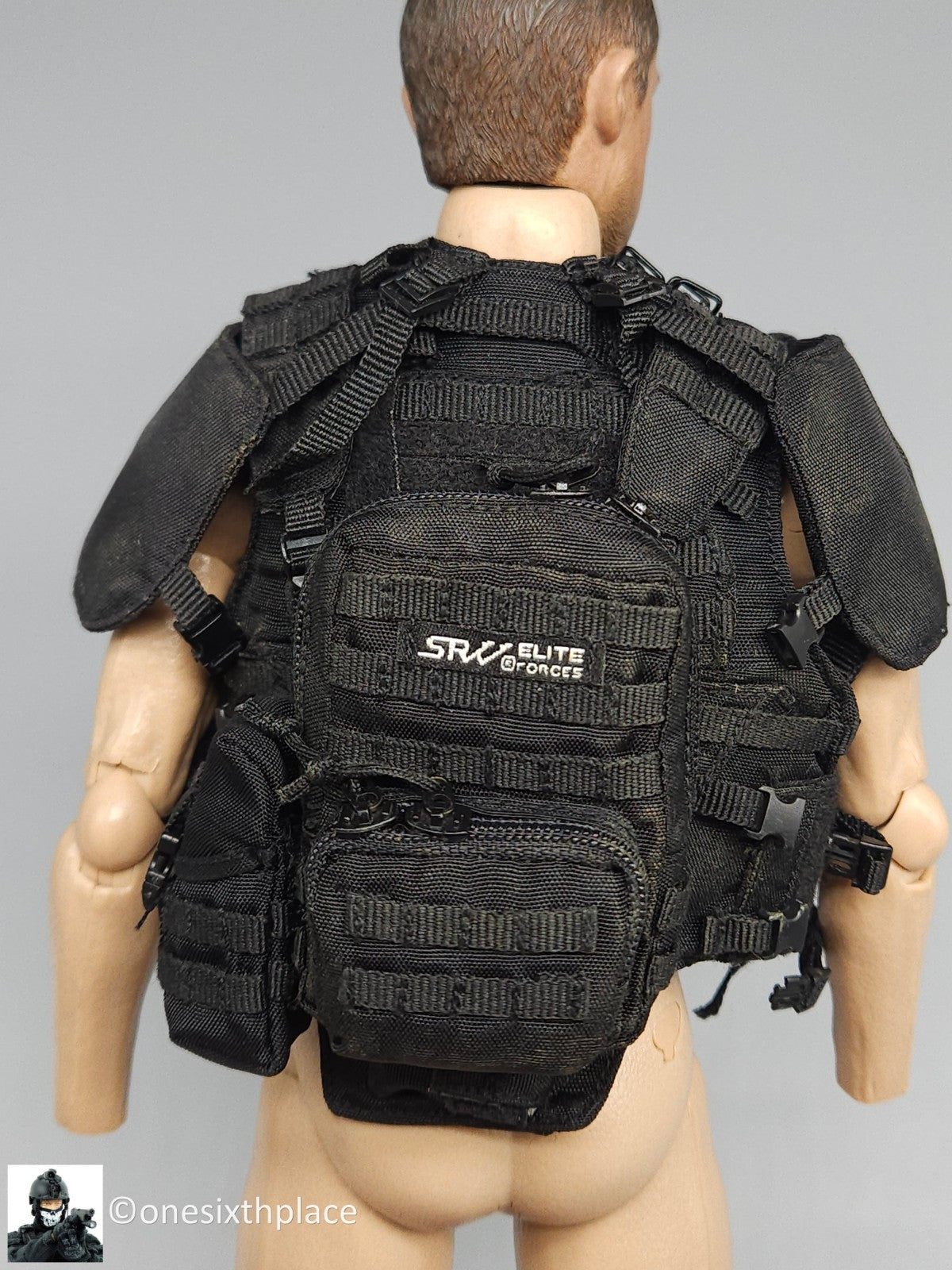 1:6 scale DamToys Russian Spetsnaz MVD SOBR Gunner Black Plate Carrier Vest