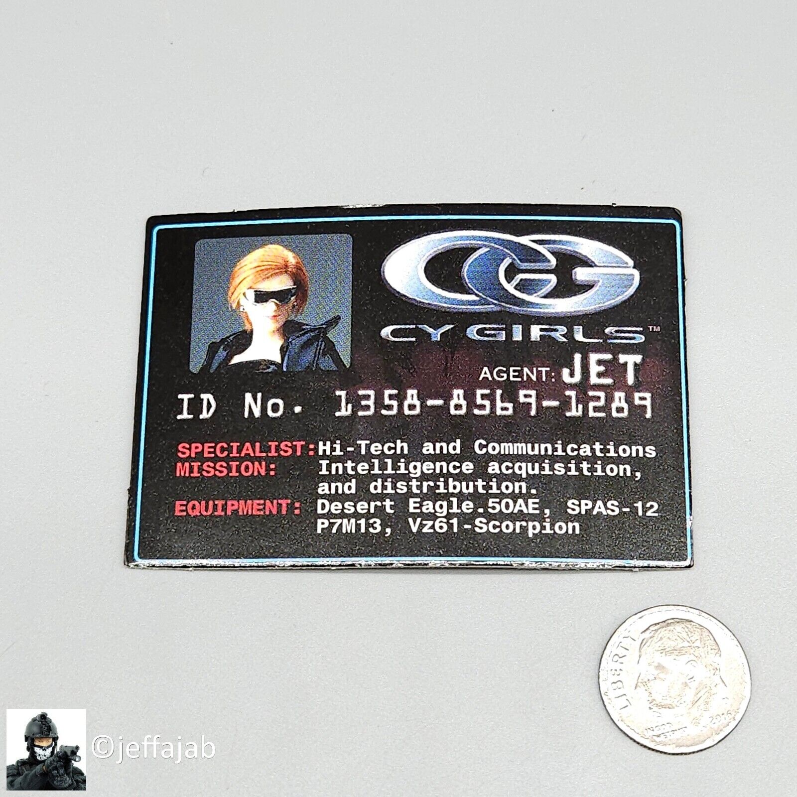 1:6 scale BBI Cy Girl Jet Collector ID Card for 12" Figures