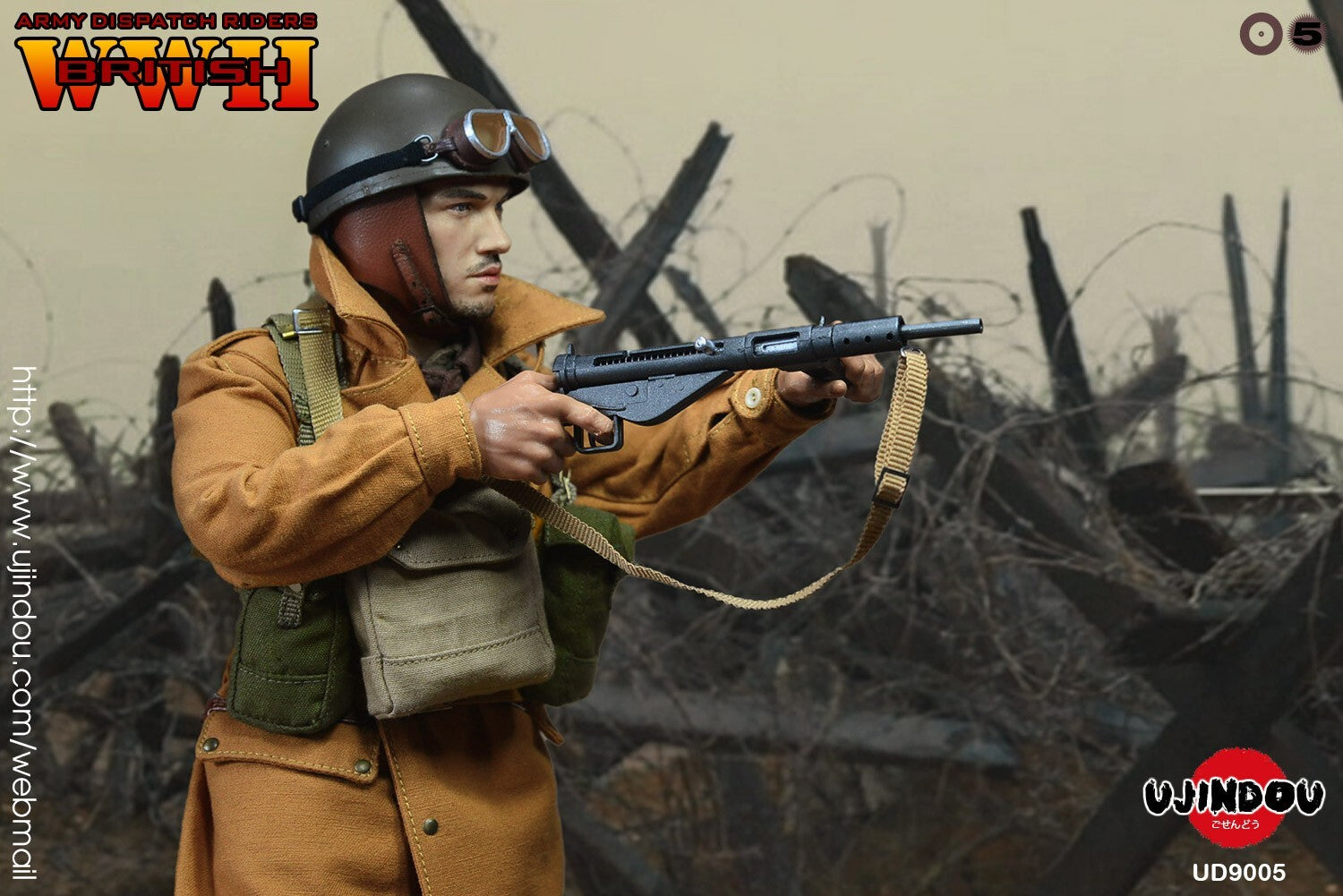 1:6 scale Ujindou WWII British Army Dispatch Rider 12" Figure UD9005